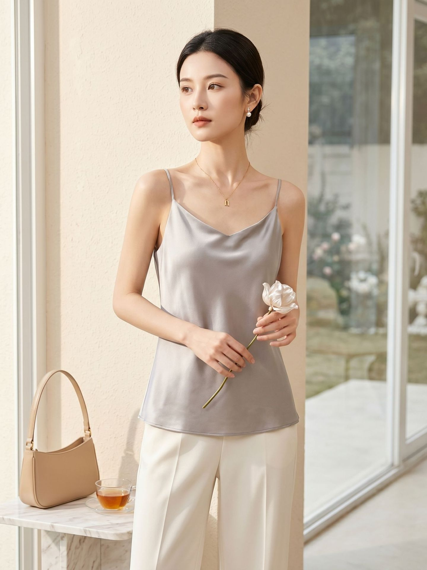 Camisole en soie Double couche pour femmes, bandeau en soie de mûrier, débardeurs et camisoles sexy à col en v, gilet d'été, 2025