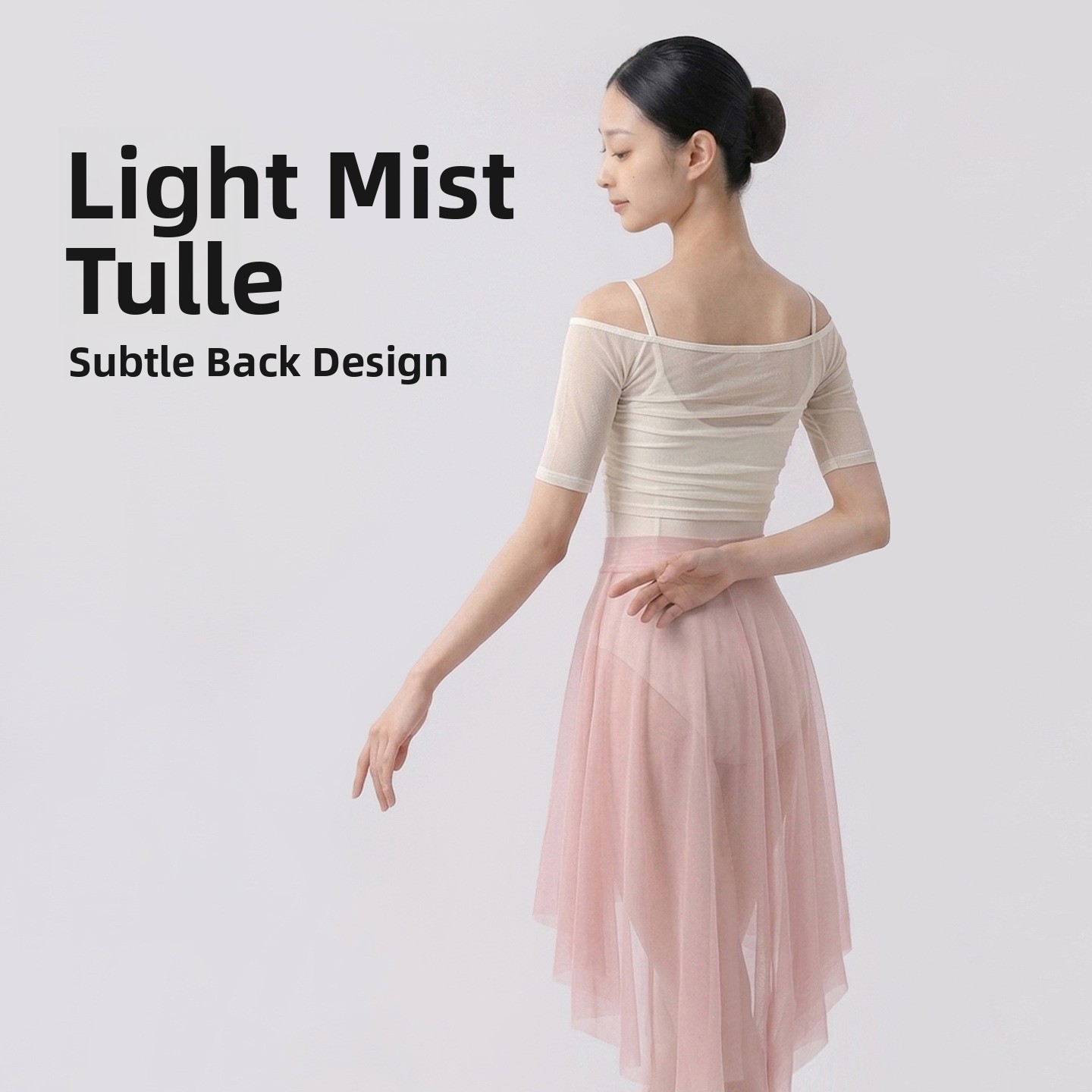 Haut de danse asymétrique en maille style ballet pour femme, élégant, frais et doux, en nylon et élasthanne, sans étiquette, sans repassage