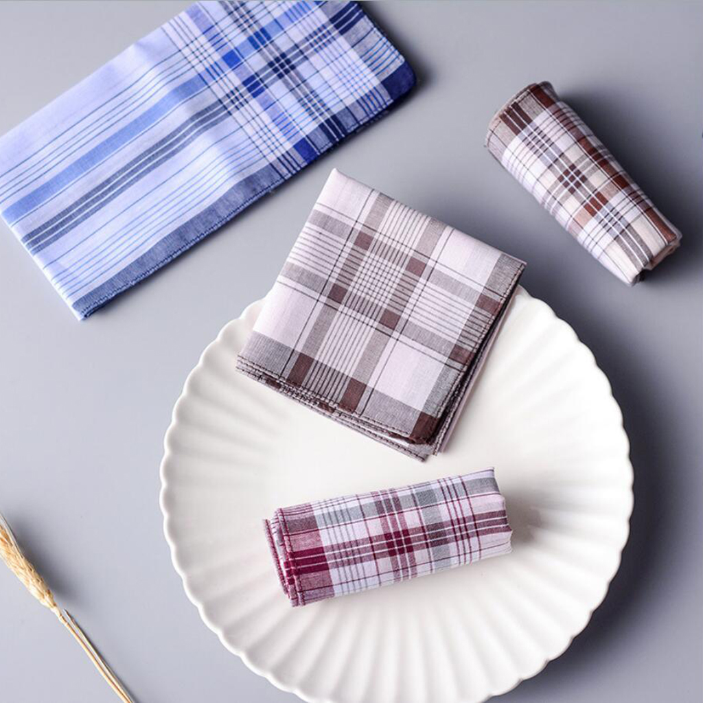 Mouchoirs en coton avec rayures pour hommes, mouchoirs classiques rétro, cadeaux pour fête, banquet de mariage, ensemble de 10 pièces