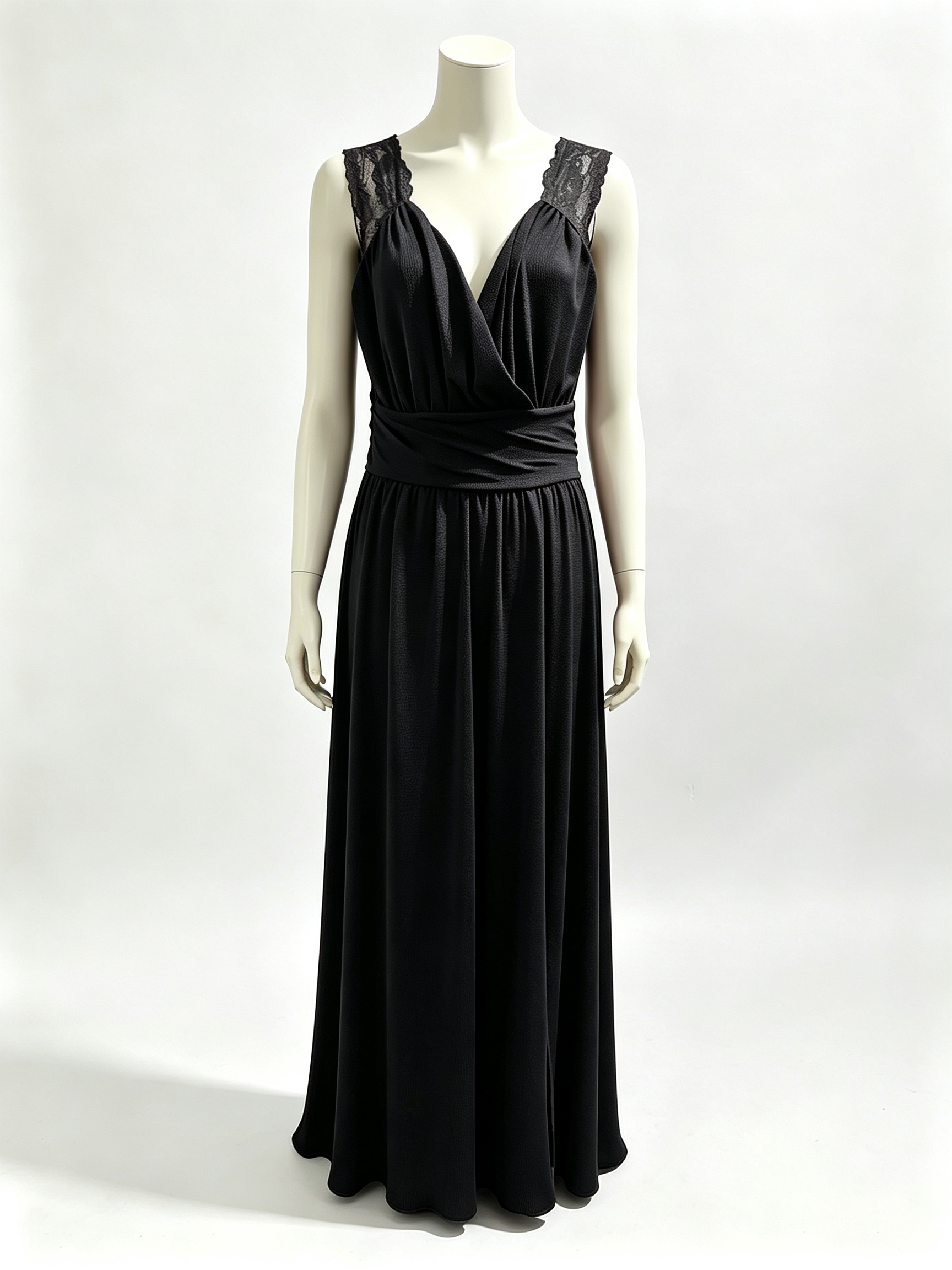 Robe de soirée élégante pour femme, col en V, épaules en dentelle, sans manches, fente, taille cintrée, plissée, robe longue de soirée formelle pour bal de promo