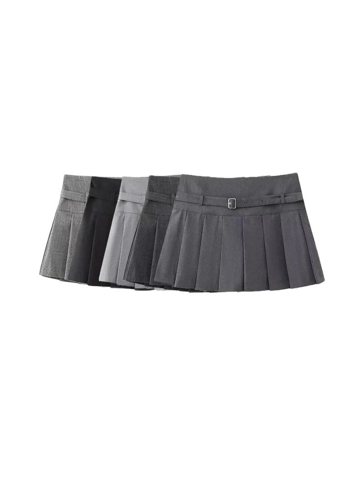 Jupes courtes plissées pour femmes, avec ceinture, fermeture éclair latérale, taille moyenne, jupe-short féminine, mode
