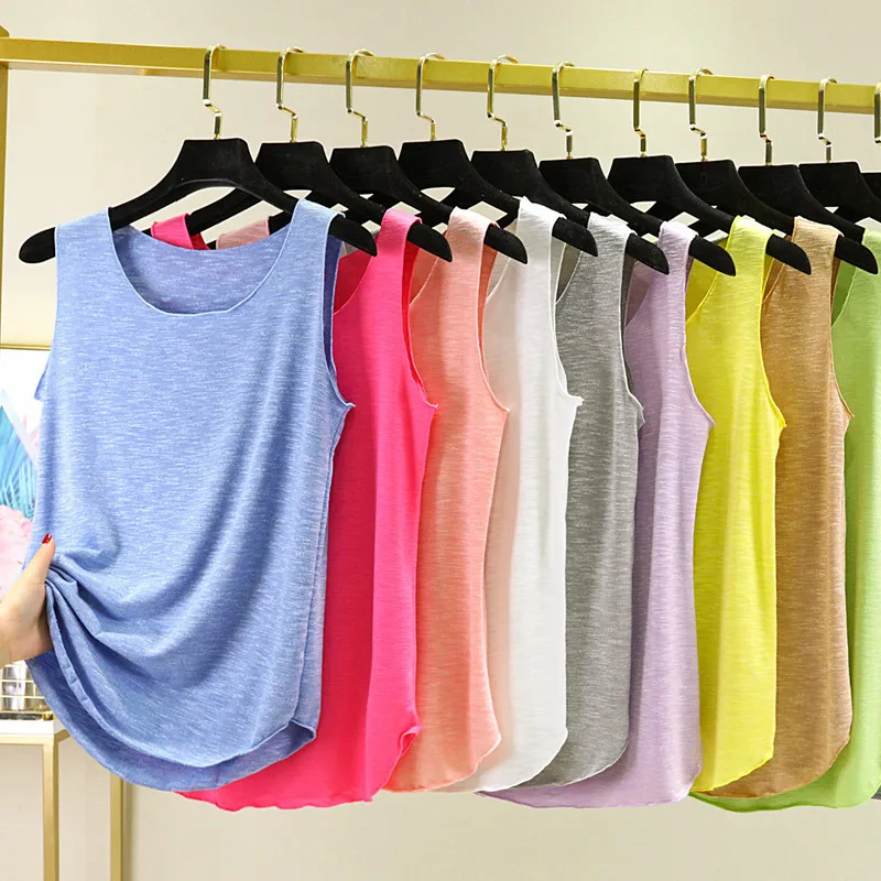Camis en coton pour femmes, vêtements d'extérieur d'été, débardeur sans manches, col rond, chemise de base ample en coton, Cool pour filles des années 90, gilet Streetwear doux