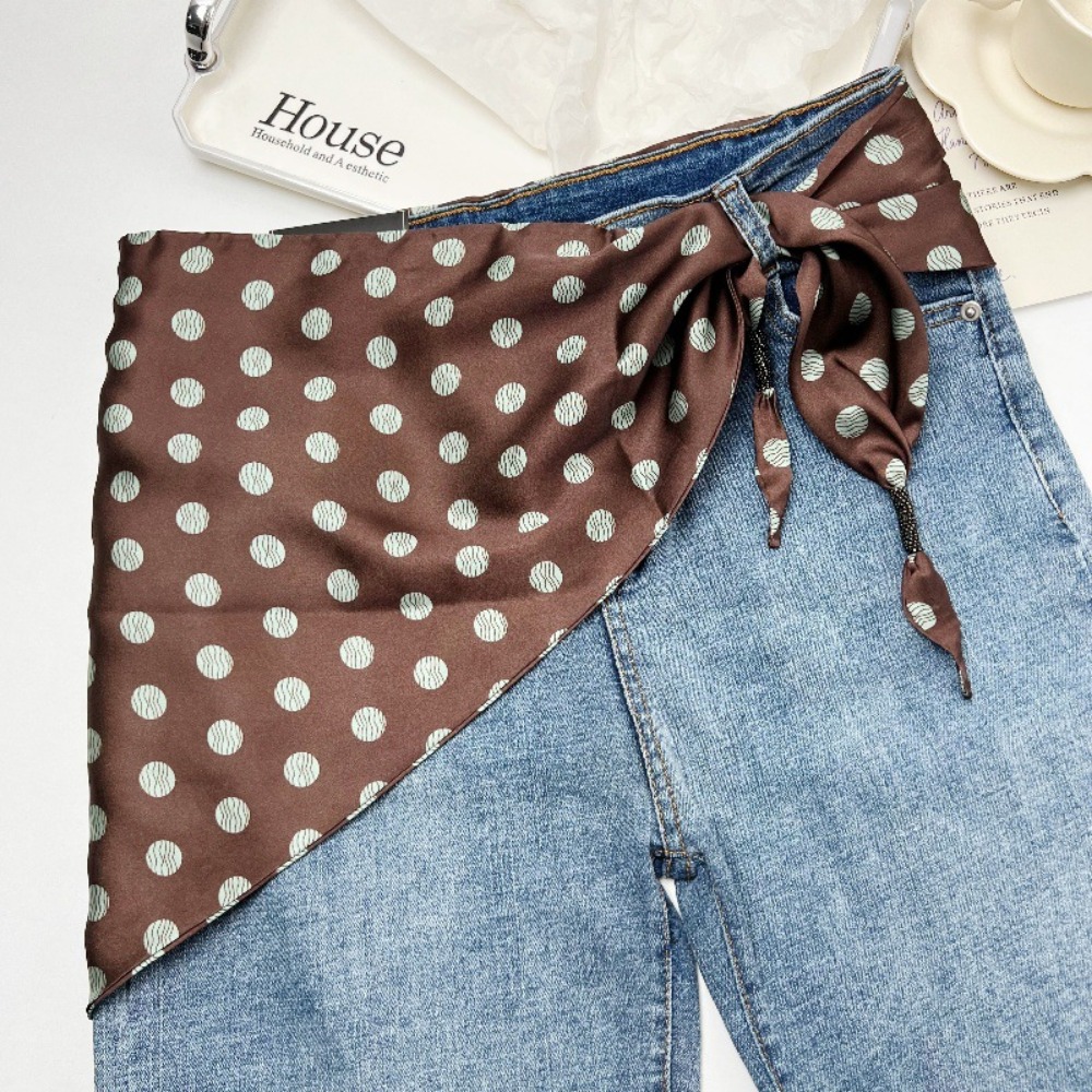 Écharpe en soie florale d'imitation de cajou, Style littéraire, accessoire polyvalent, Triangle de taille, ceinture, écharpe de taille pour femmes