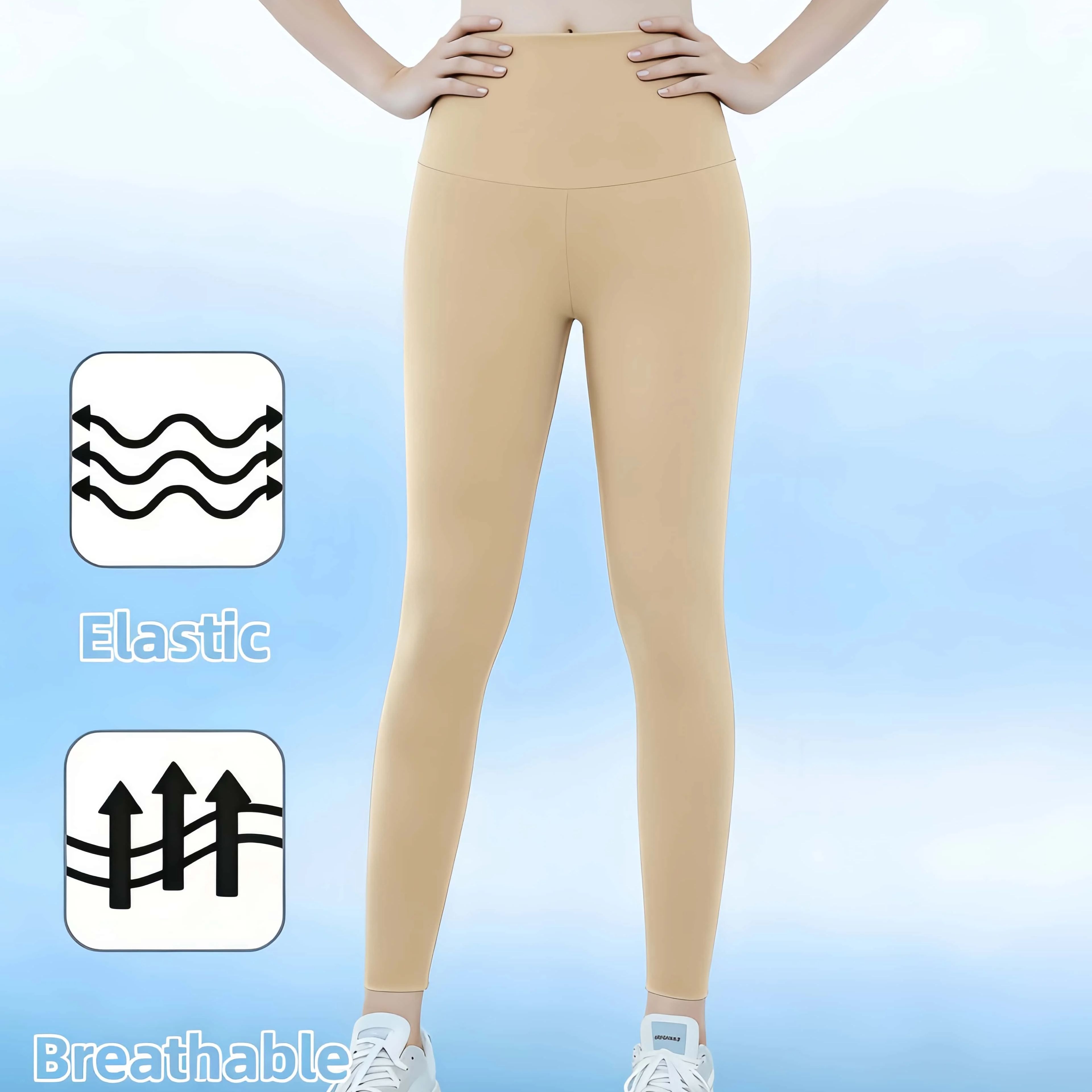 Pantalons de yoga couleur nude pour femmes, légers, très extensibles, respirants, leggings d'été pour l'entraînement, la course à pied et la salle de sport