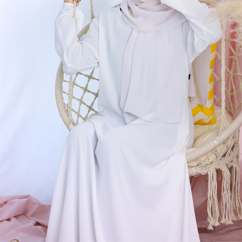 Abaya en crêpe uni pour femmes, dubaï, modeste, caftan musulman islamique avec poche, Robe musulmane