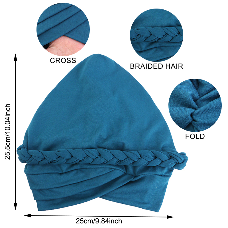 Femmes musulmanes tresse élastique Turban Hijab bandeau chimio foulard couverture de cheveux enveloppement islamique chapeaux