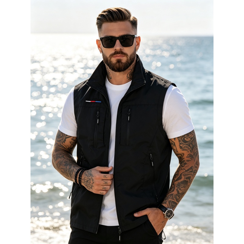 Gilet de pêche pour hommes, mode printemps-été, multi-poches, pour activités de plein air, sport, photographie, décontracté, moto.