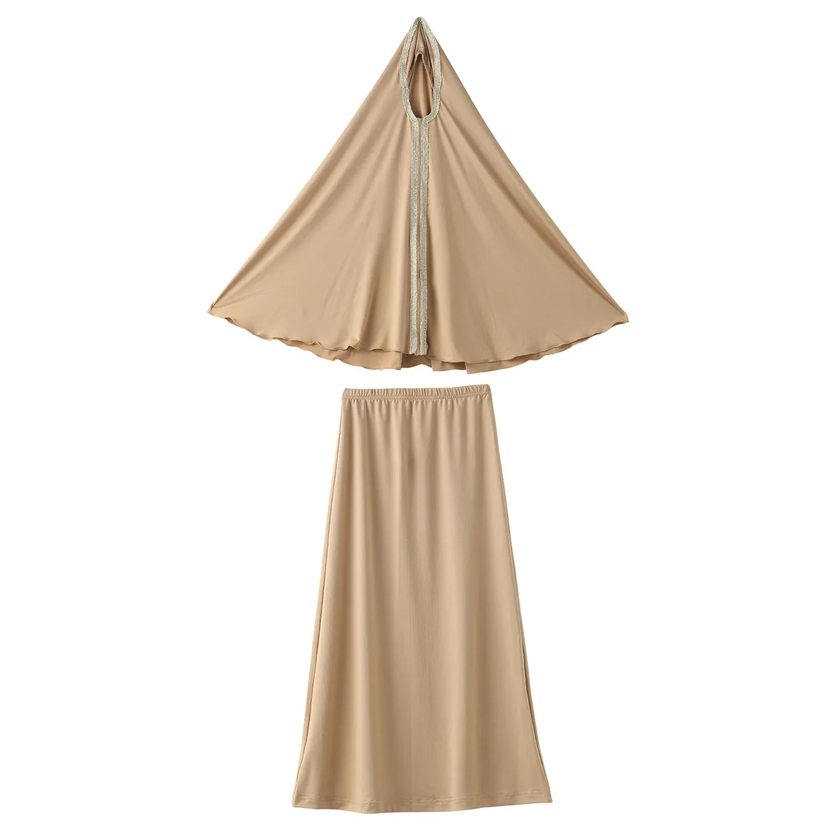 Robe Hijab à capuche pour enfants musulmans, 2 pièces, vêtement de prière, jupe Khimar modeste, ensembles Abaya, couverture complète, vêtements Eid Ramadan