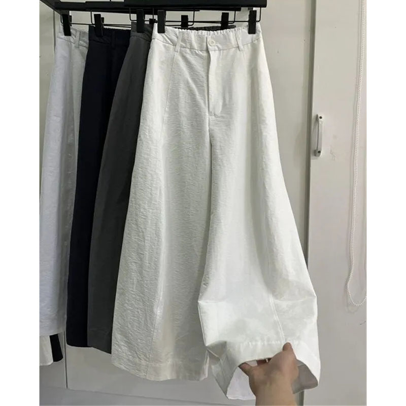 Pantalon décontracté taille haute pour femme, coupe droite, couleur unie, style coréen, collection printemps-été