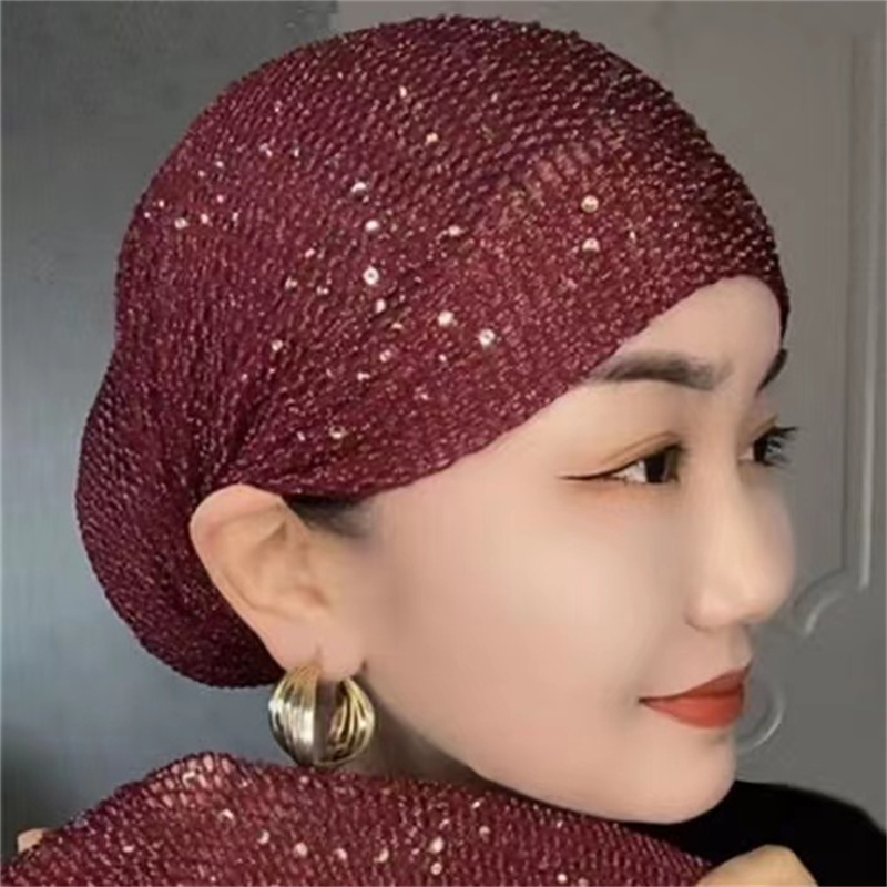 Chapeau Turban en maille respirante pour femmes, élastique, couvre-tête en dentelle, foulard musulman, Bonnet pour perte de cheveux, été