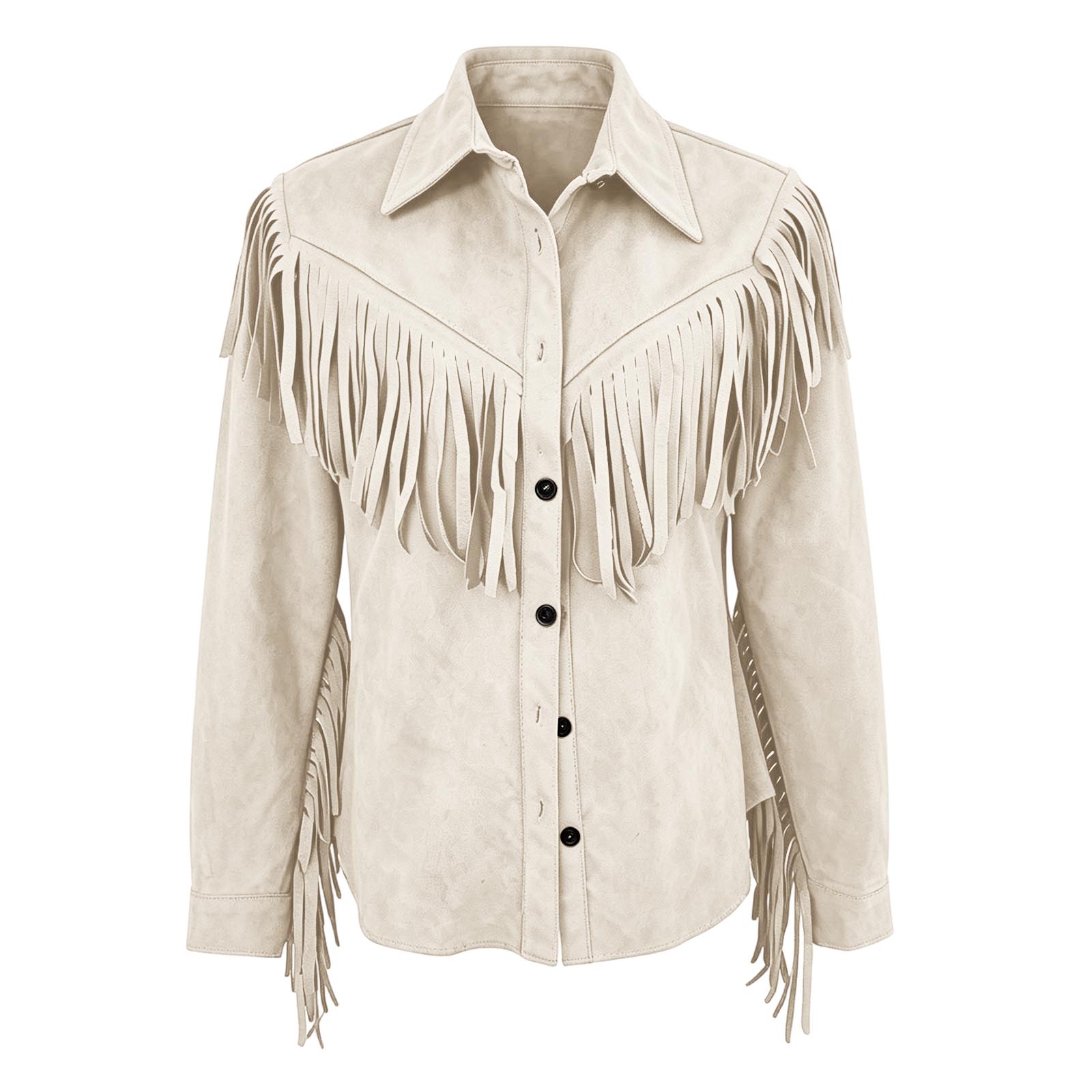 Chemisier ample à franges pour femme, col rabattu, style décontracté, vêtement d'extérieur tendance pour le quotidien et le streetwear, hauts pour femme