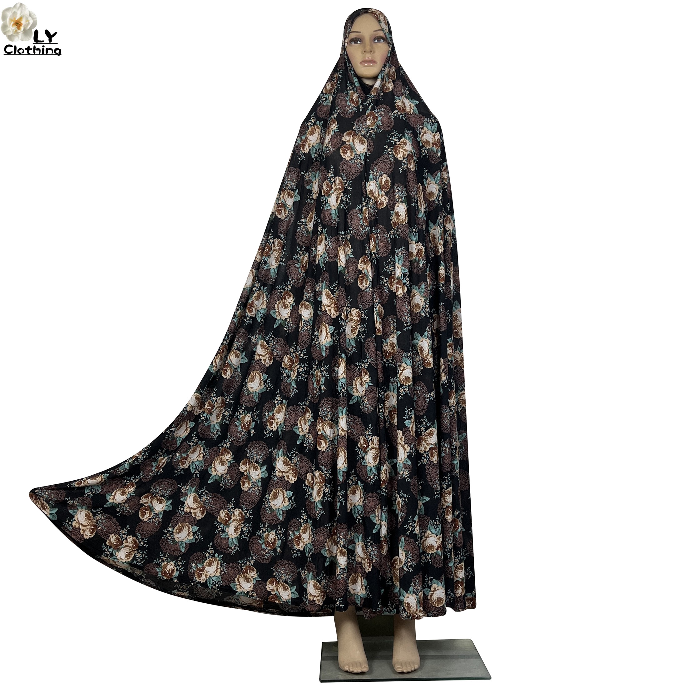 Abaya à capuche pour femmes musulmanes, vêtement de prière, ample, décontracté, imprimé Floral, dubaï, Robe saoudienne, vêtements islamiques, 2024
