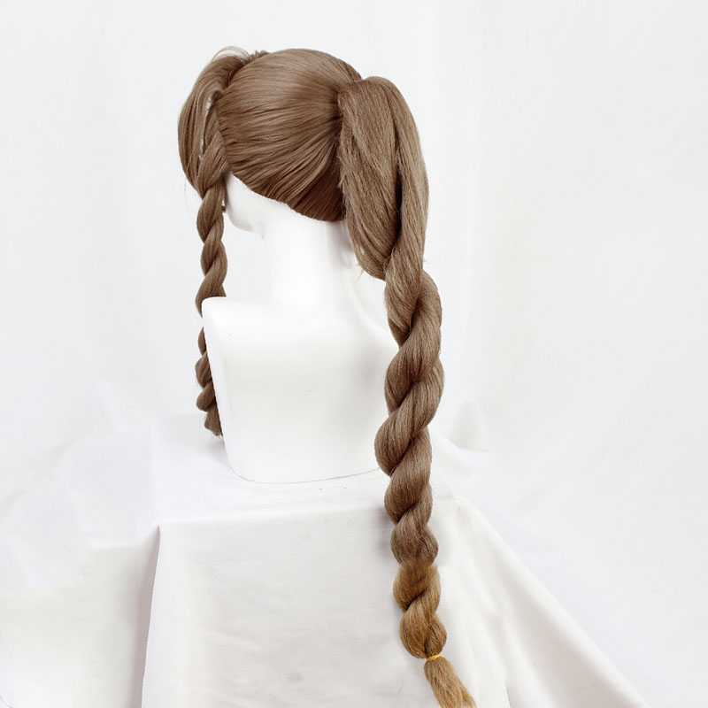 Perruque Aerith Gainsborough FF VII 7 Remake Cosplay tresse brune cheveux synthétiques longs résistants à la chaleur Costume d'halloween + bonnet de perruque gratuit