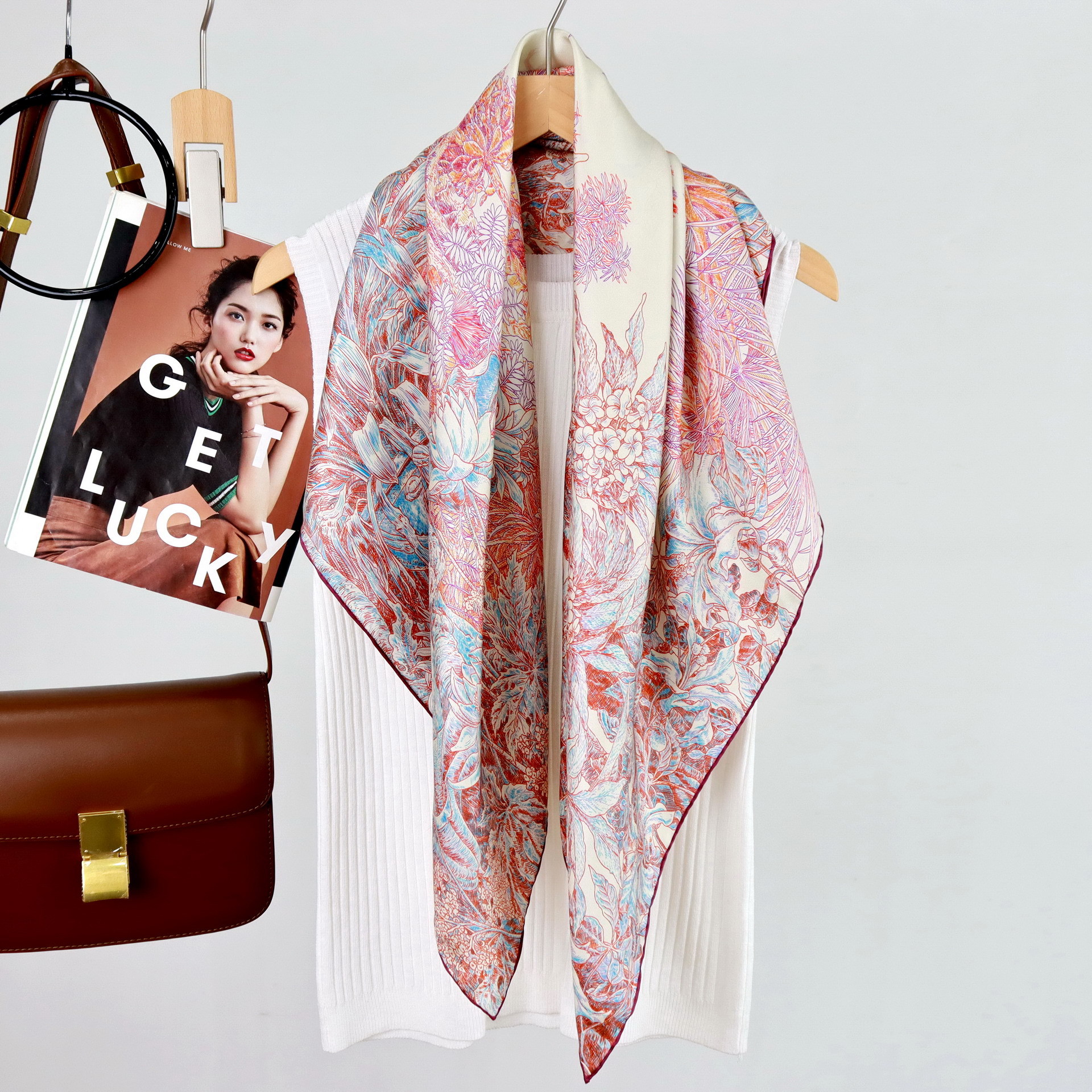 Foulard de mûrier pur 90CM, foulards en soie de luxe de styliste, châles roulés à la main, Bandanas carrés, Hijab, accessoires de tête et de cou
