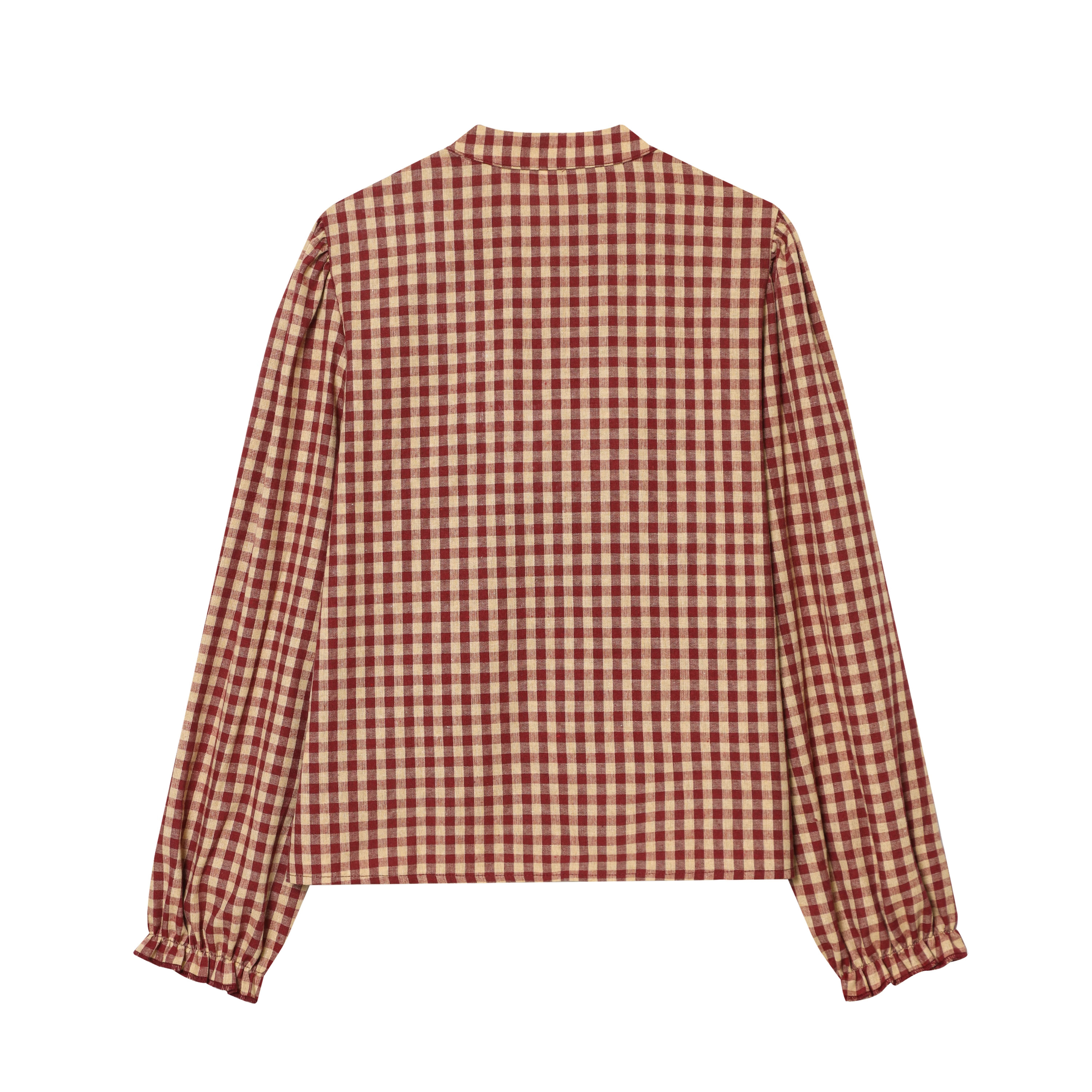 Chemises à carreaux pour femmes, nouvelle collection printemps-automne, chemisier à volants décoratifs, col rond, manches longues, chemises décontractées, chemisiers chics pour femmes