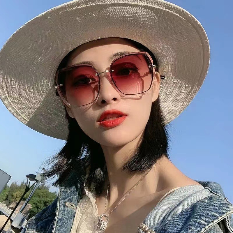 Lunettes De soleil carrées sans bords pour femmes, lunettes De soleil De styliste De marque, nuances Vintage, roses, Gafas De Sol