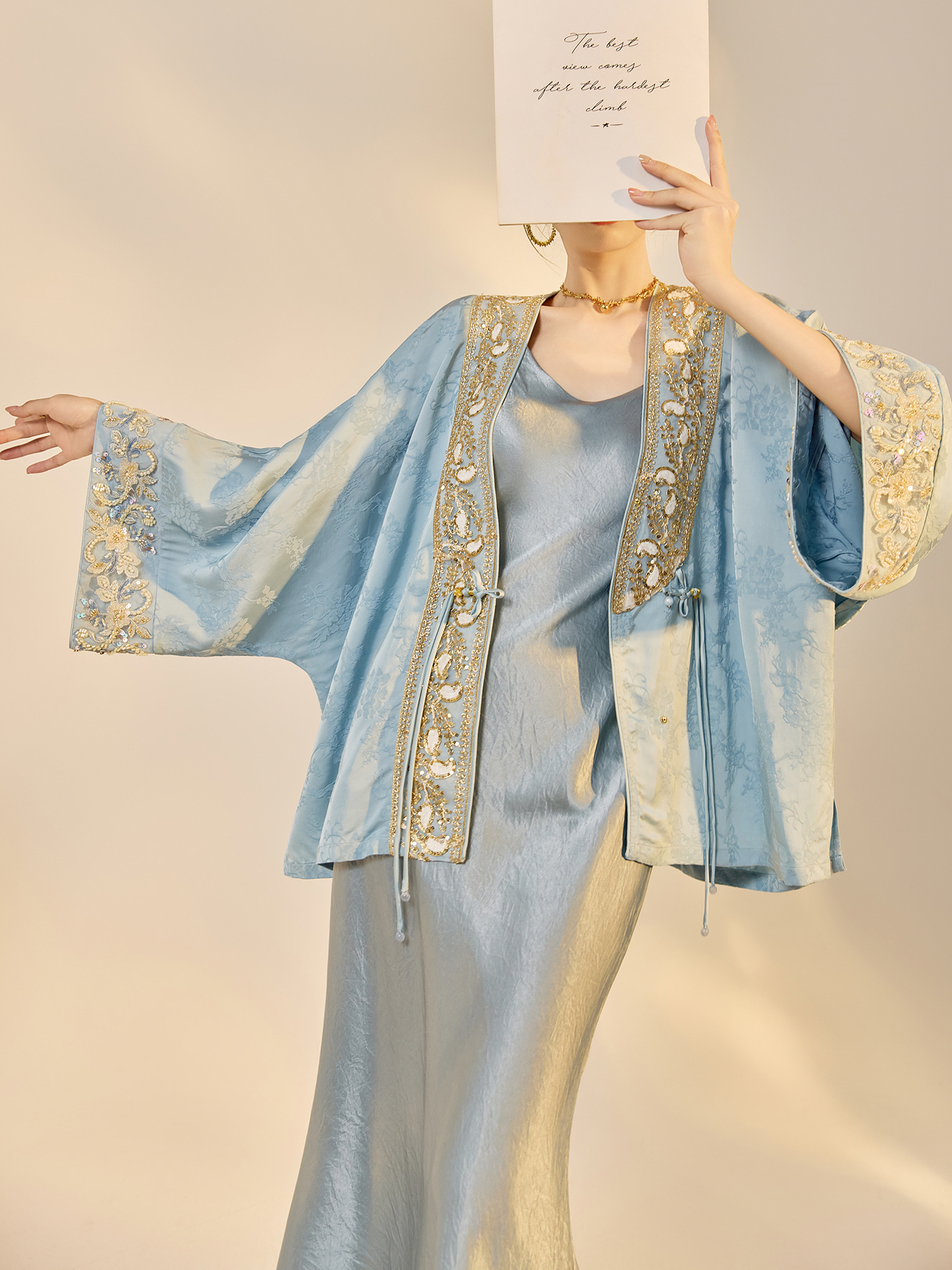 Nouvelle veste de style chinois brodée de perles, faite à la main, avec boucle, haut de gamme, mode, luxe, jacquard
