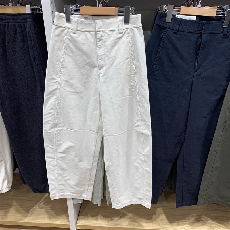 Pantalon droit décontracté pour femme, haute qualité, mode printemps-automne, Streetwear, couleur unie, ample, jambes larges, 2025