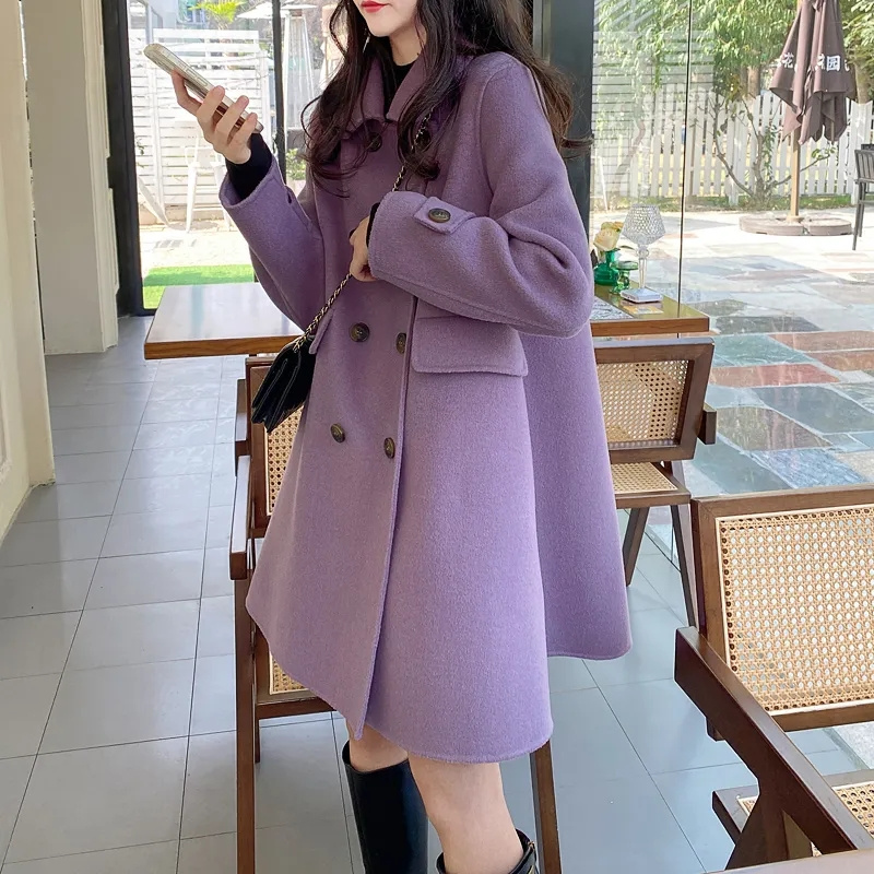 Haute qualité femmes manteau de laine automne hiver 2025 nouveau coréen lâche Double face cachemire laine manteau femme pardessus vêtements d'extérieur