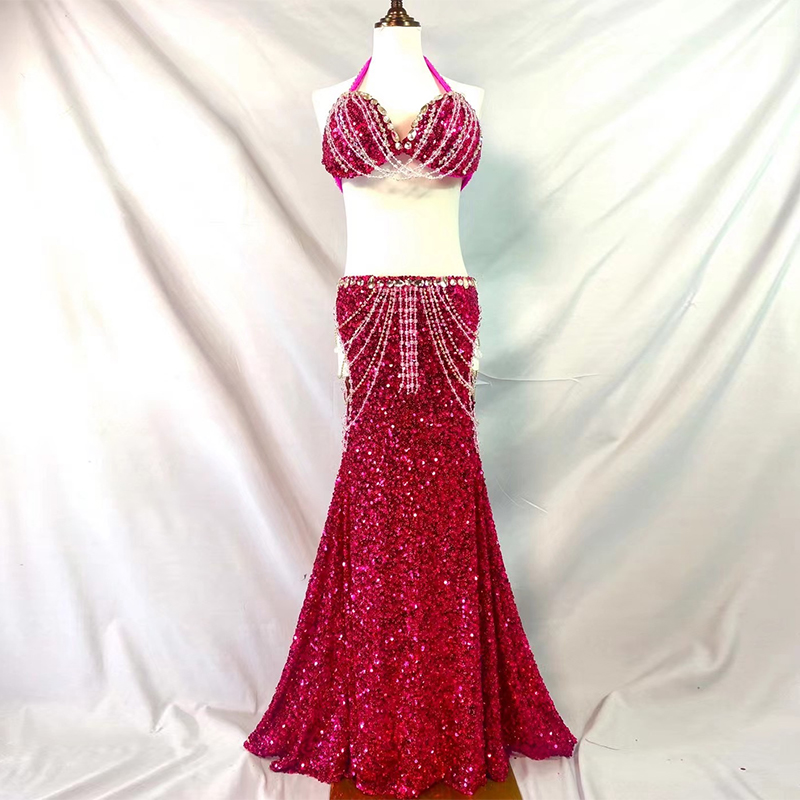 Vêtements Professionnels de brevdu Ventre pour Femme et Enfant, Soutien-Gorge et Jupe Longue, Tenue de 2 Pièces