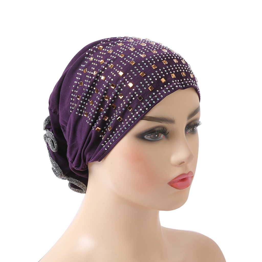 Chapeaux musulmans de haute qualité avec des biscuits de kirchen, écharpe islamique à enfiler avec des fleurs sur le dos, turban, bonnet hijab, casquettes intérieures, H008