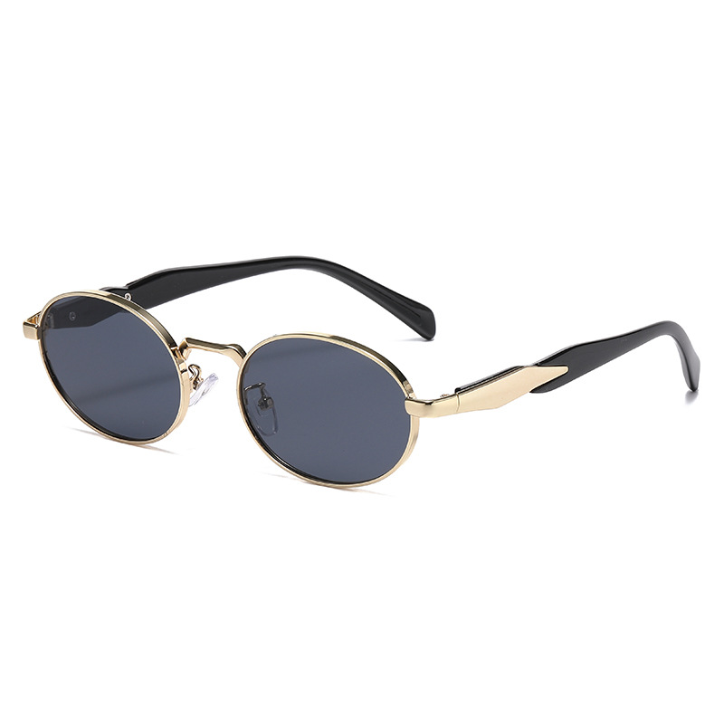 Lunettes de soleil ovales rétro pour femmes, lunettes de protection UV pour hommes, tendance, en métal haut de gamme, protection UV400