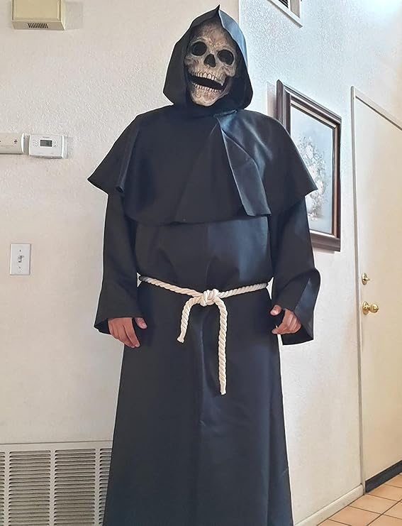 Robe de Costume de docteur de la peste du clergé de moine médiéval, Robe pour hommes adultes, capuche de prêtre, Cape chrétienne, tenue d'halloween, châle