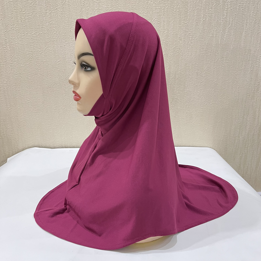 Hijab musulman uni avec partie du ruisseau pour petites filles, écharpe islamique à enfiler, foulard Kishat, amira, H304, 5-9 ans, qualité supérieure, vente chaude