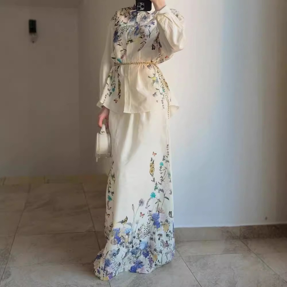 Ensemble deux pièces pour femmes musulmanes, robe à lacets, jupe en Y trempée, Abaya arabe, Kaftan islamique, Turquie Jalabiya Abayas, Ramadan, Dubaï, décontracté