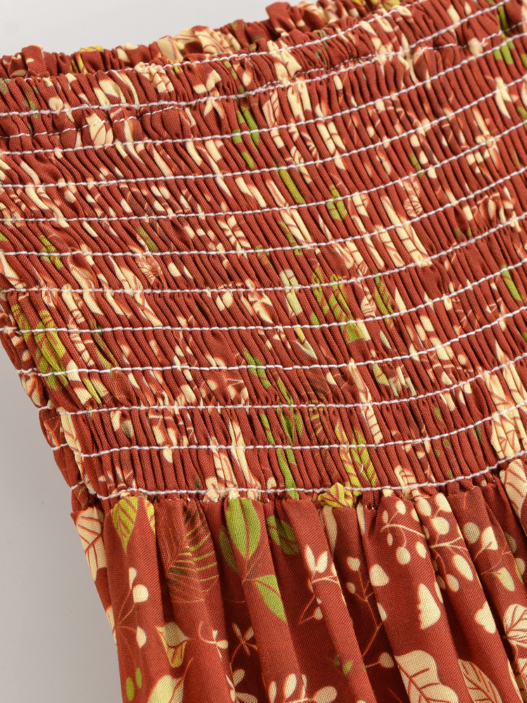 Jupe longue maxi bohème à imprimé floral pour femme, jupe d'été à volants superposés coupe trapèze, taille haute élastique, pour plage et soirée, imprimé ethnique