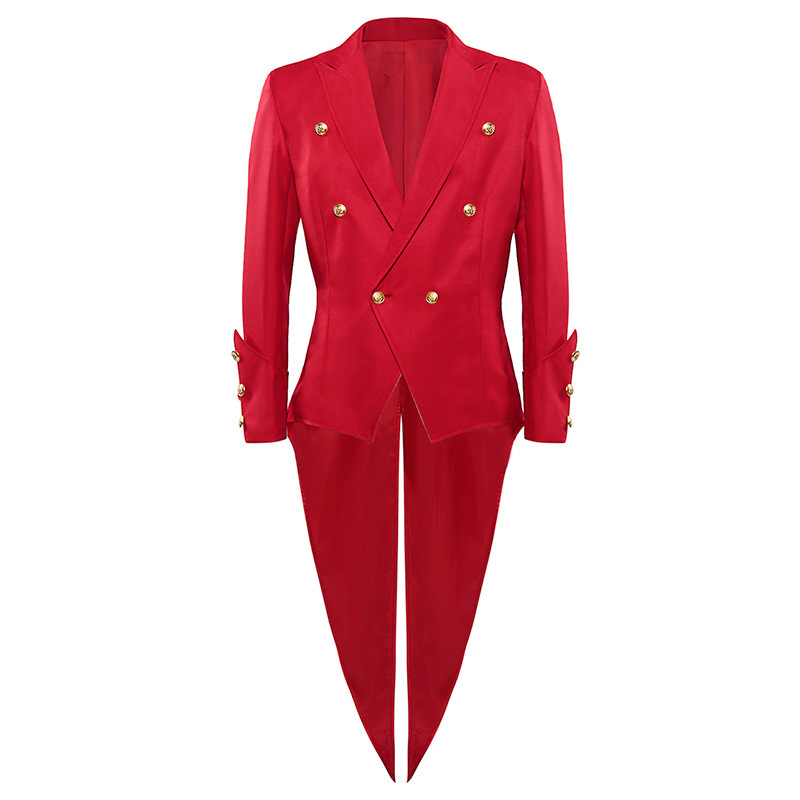 Manteau de Costume médiéval pour hommes, manteau de queue de palais coloré, Style Punk, vestes de couleur rouge pour spectacle sur scène d'halloween