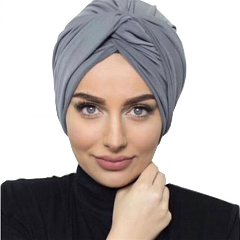 Mode femmes croix torsion daim Turban casquettes couleur unie femme foulard Bonnet musulman Hijab casquette islamique sous écharpe inde chapeau