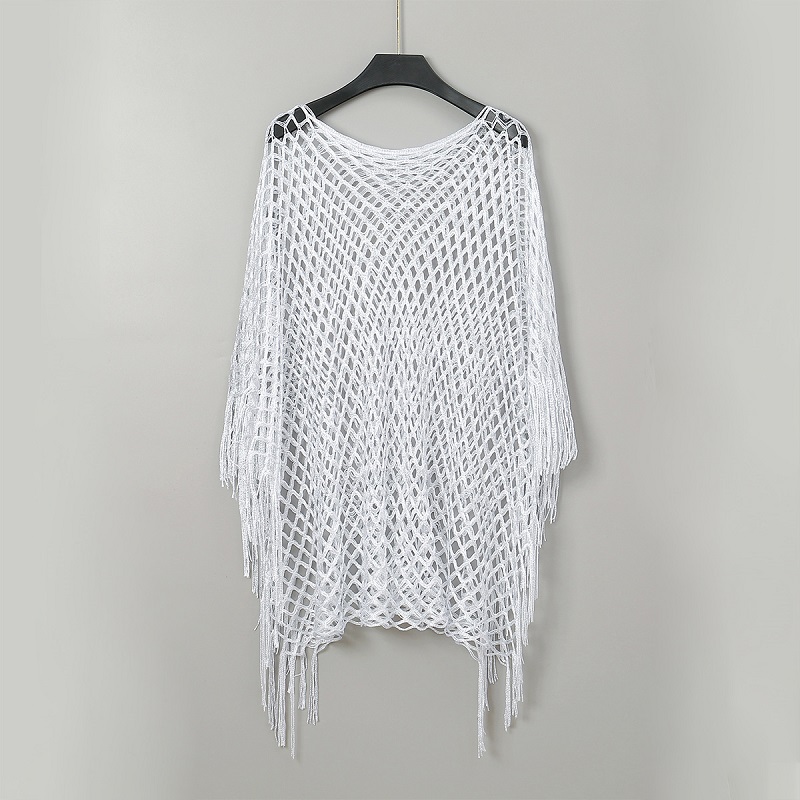 Hotsale brillant soie châle écharpe évider gland Pashmina écharpe femmes natation couvrir plage étoles plaine Tippet Cape