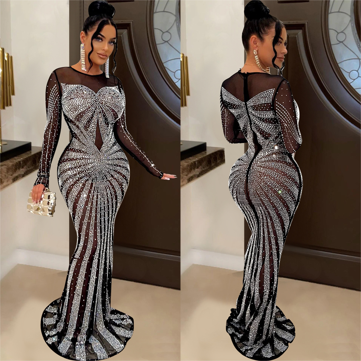 Robe africaine Maxi pour femmes, mode africaine, Sexy, robe de soirée pour femmes, Club de fête, maille, moulante, robes élégantes, 2023