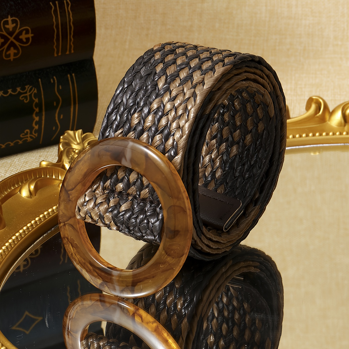 1 ceinture pour femme, tissée, à la mode, simple, style bohème, adaptée aux jupes assorties, à porter au quotidien