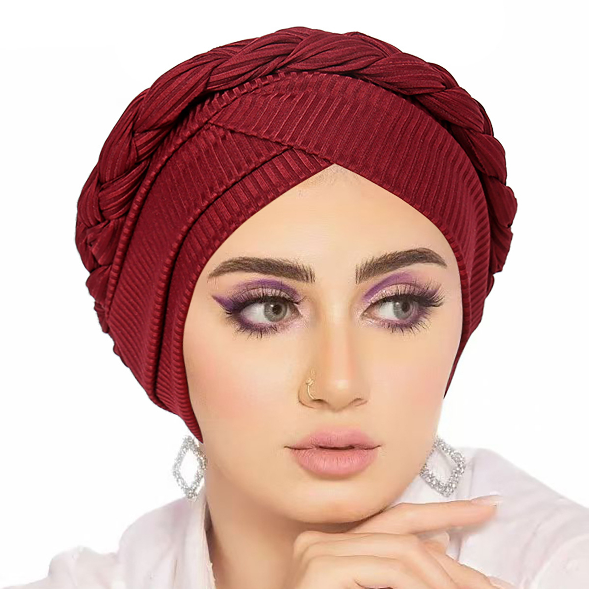 Turban indien croisé pour femme, bonnet chimio, foulard pour tresses, hijab musulman, bonnet, bonnets, couvre-chef pour perte de cheveux, Turbante Mujer