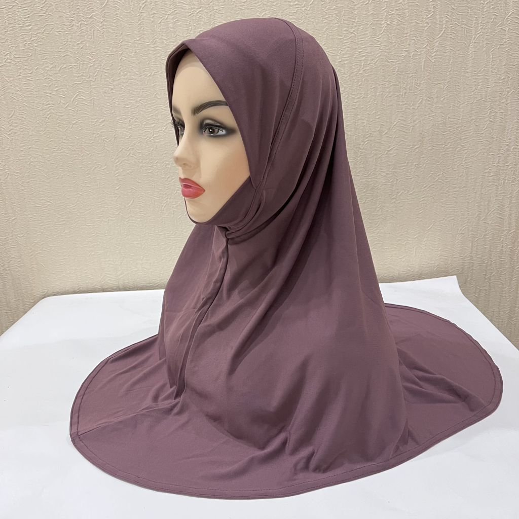 H302 adolescentes plaine hijab musulman avec partie de menton qualité supérieure amira tirer sur écharpe islamique vente chaude foulard ramadan prier chapeau