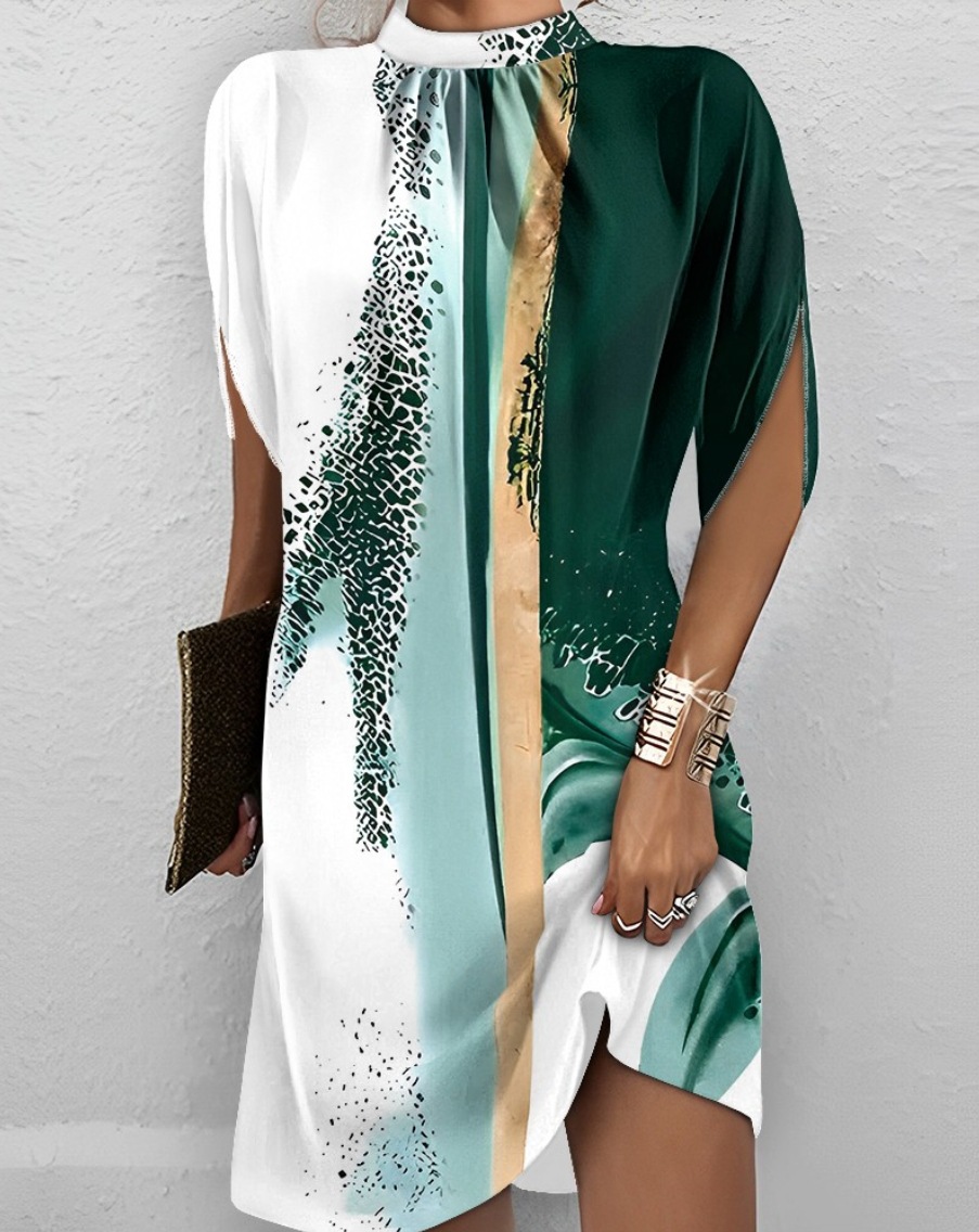 Femmes robe d'été Boho col rond manches courtes Vintage imprimé fleur Mini robe femmes élégantes robes de vacances de plage en vrac