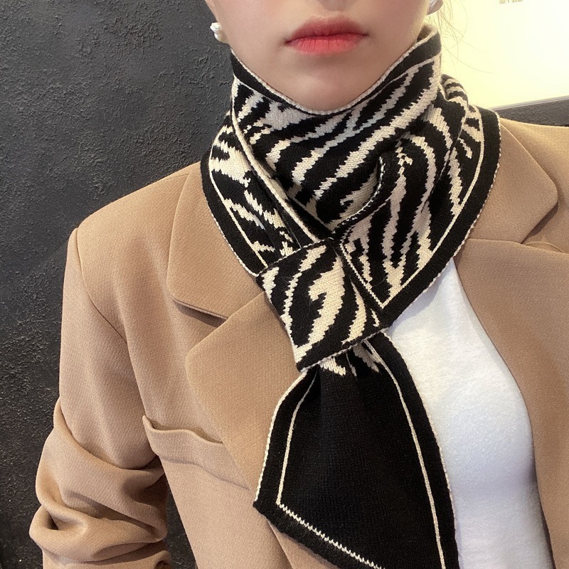 Écharpe tricotée polyvalente pour femme, écharpe classique et élégante, coréenne, à la mode, automne et hiver
