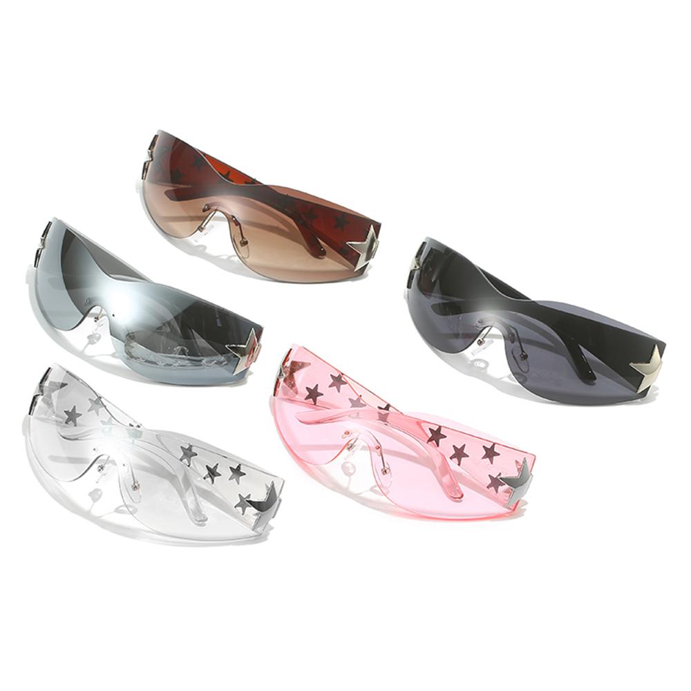 ChimCool-Lunettes de soleil noires pour femmes et hommes, lunettes d'été UV400, mode punk Y2K, décor d'étoiles, nuances, lunettes de voyage en plein air
