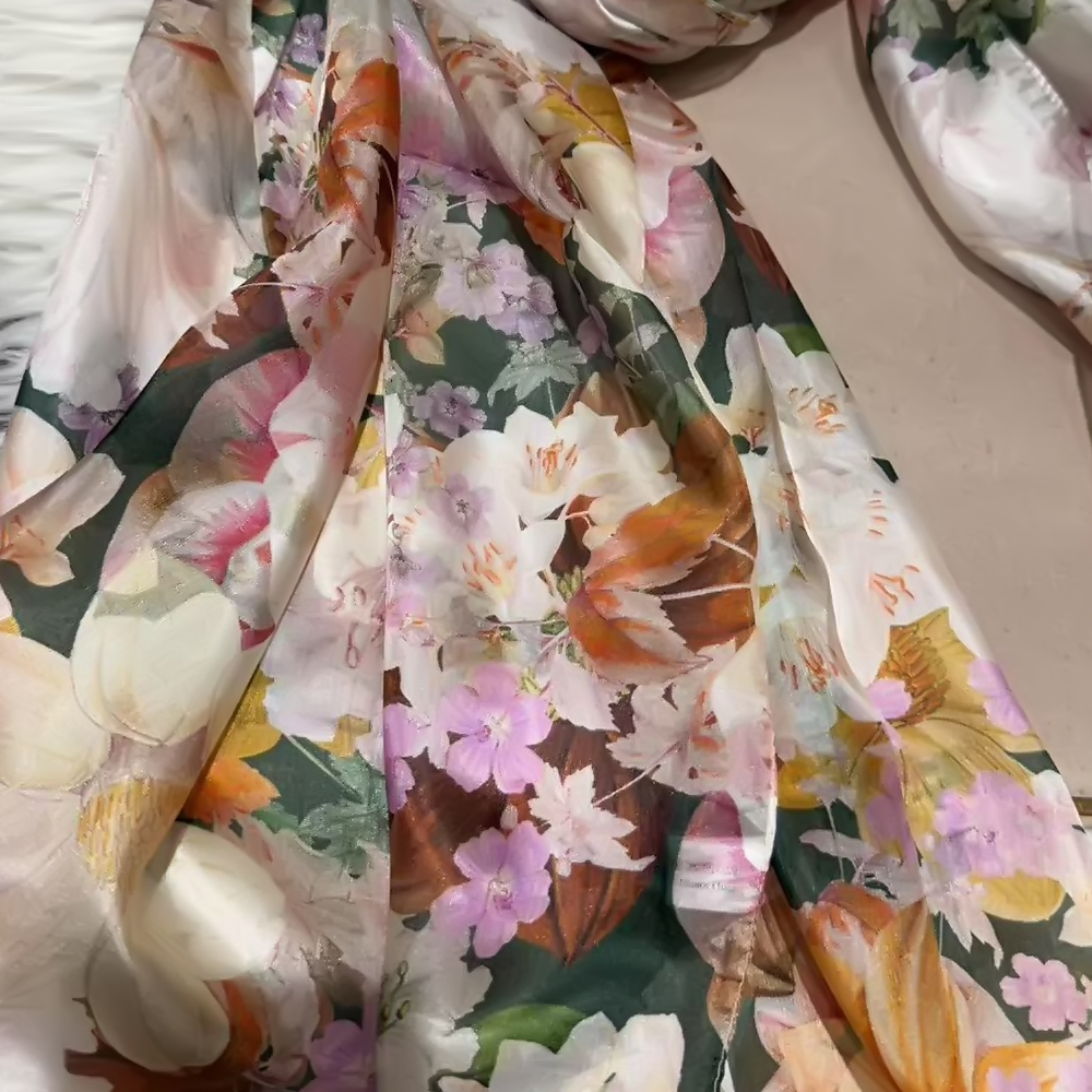 BYSIFA | Beige bleu foulard en soie châle femmes imprimé fleuri écharpe Cape automne hiver 100% mûrier soie longues écharpes été plage châles