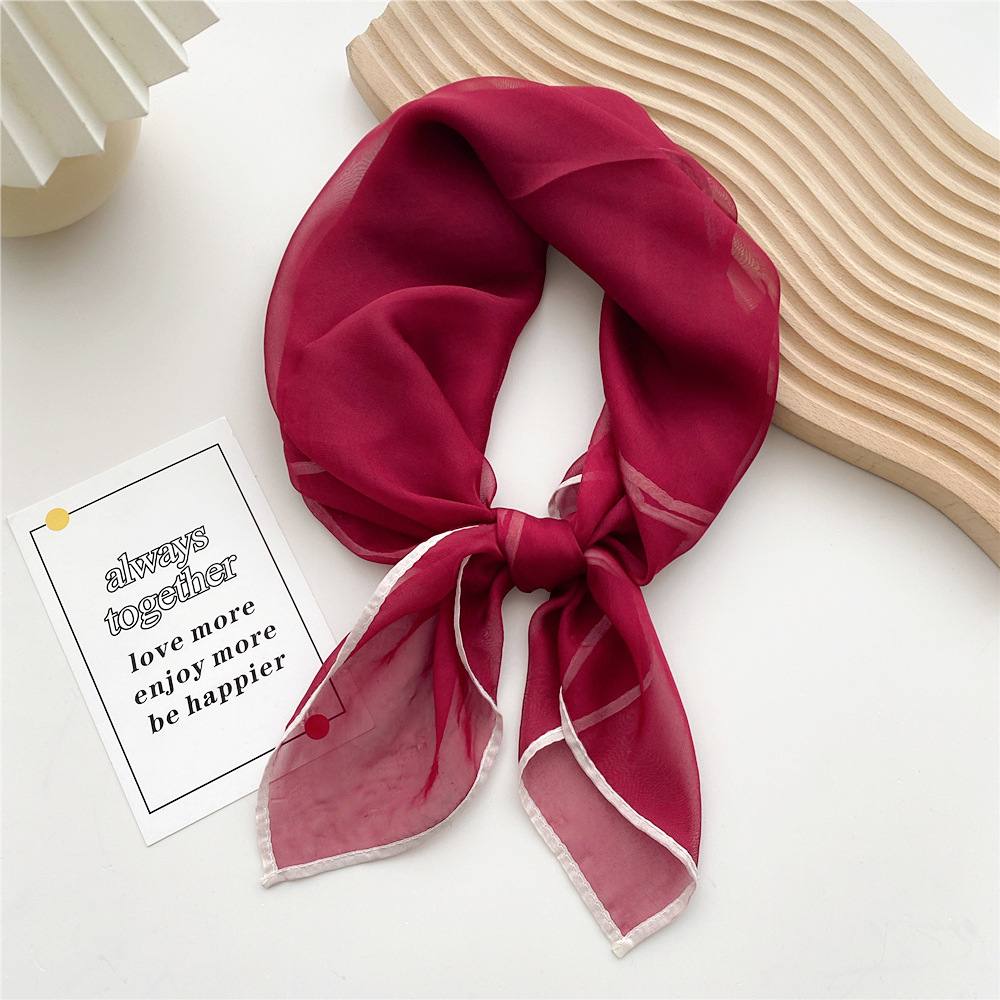 Mouchoir de couleur unie, foulards de cou en soie pour femmes, petits châles et enveloppes, Bandana, foulard carré, bandeau Hijab, 70CM