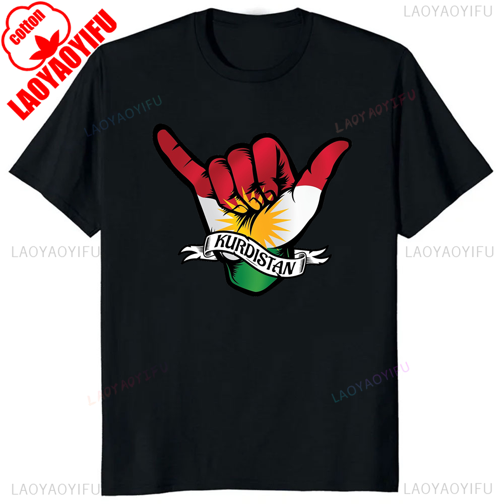 Style Vintage Kurdistan carte drapeau graphique T-shirt coton à manches courtes décontracté homme T-shirt Streetwear respirer confort Hip Hop t-shirts