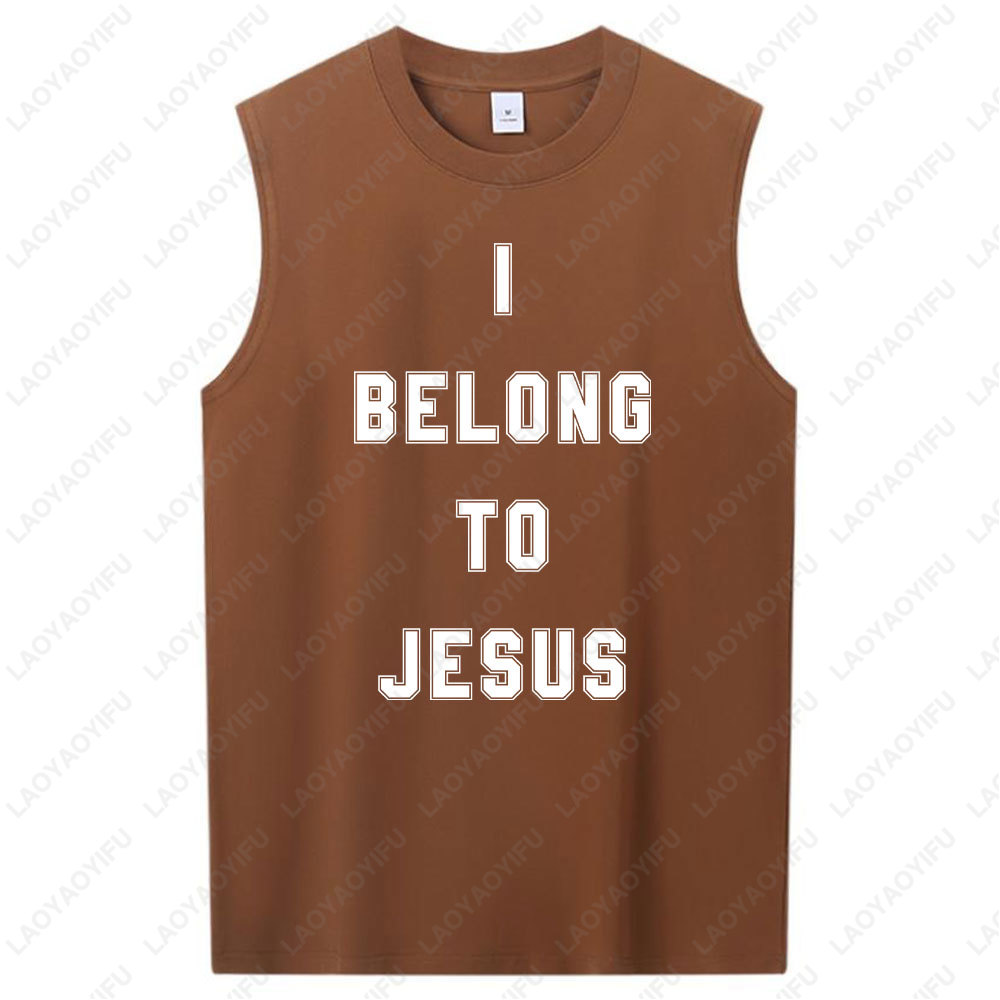 Hauts sans manches pour hommes j'appartiens à jésus gilet coton T-Shirt mode d'été décontracté gilet sans manches culturel hommes vêtements T-shirt