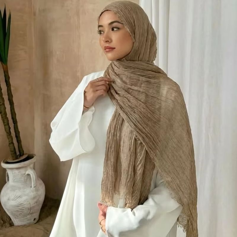 Hijab en coton et rayonne pour femme musulmane, foulard de Ramadan, bandeau anti-rides, châles, longue écharpe, turban islamique, foulard pour la tête, 190*80cm
