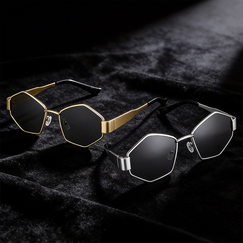 Lot de 1/2/5 Lunettes de Soleil Tendance Hexagonales pour Hommes et Femmes, Accessoire Métallique, Lunettes de Cyclisme d'Extérieur