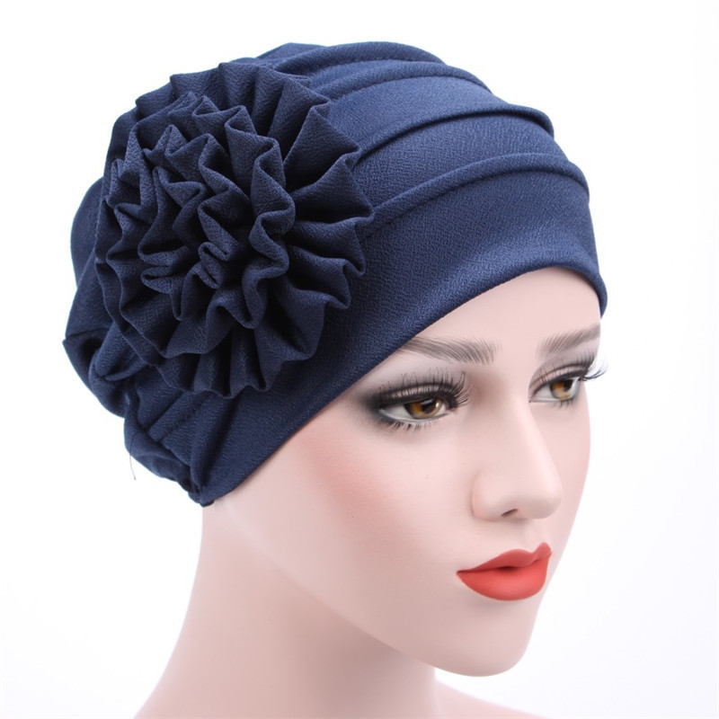 Élégant brillant Turban casquette femmes musulman Hijab islamique Jersey chimio casquette grande fleur foulard dames tête enveloppement couverture Hijab écharpe