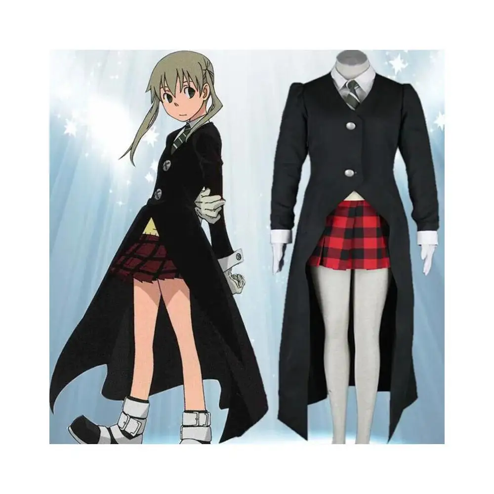 Costume de cosplay Maka Albarn, anime Soul Eater, pour femmes adultes, comprenant jupe, gants et uniforme, tenue de jeu de rôle pour fête d'Halloween.