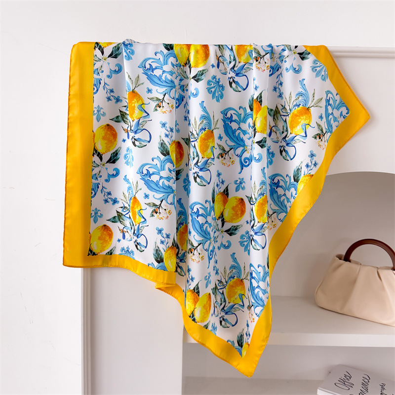 Foulard carré en soie de luxe imprimé pour femme, 70 cm, pour le cou, les cheveux, les poignets, bandana, hijab