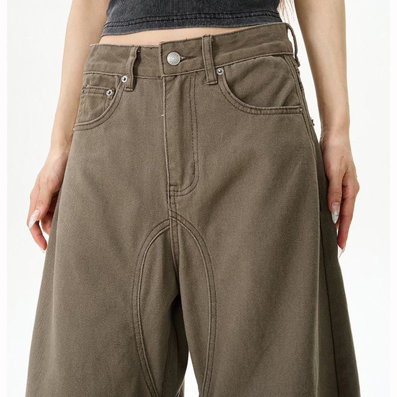 Jean fin taille haute pour femme, ample, décontracté, classique, rétro, jambes droites, mode coréenne, Denim